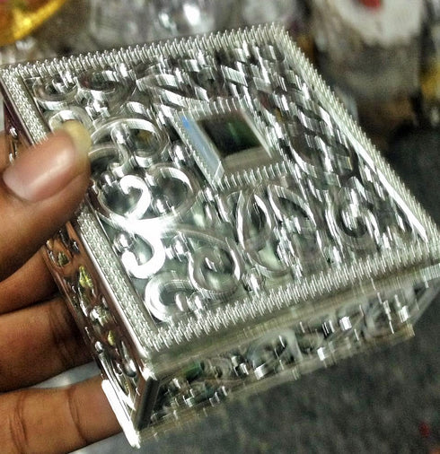 Rectangular Jewelry Box With Silver Color - 100gms