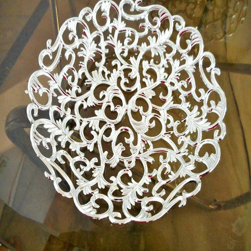 Silver Color Fruit Basket With Floral Design 50g