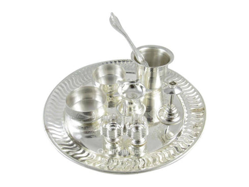 12 Inch German Silver Premium Pooja Set - 800gms