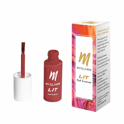 Myglamm LIT Nail Enamel | Rad | Crimson Red Shade 7 ml