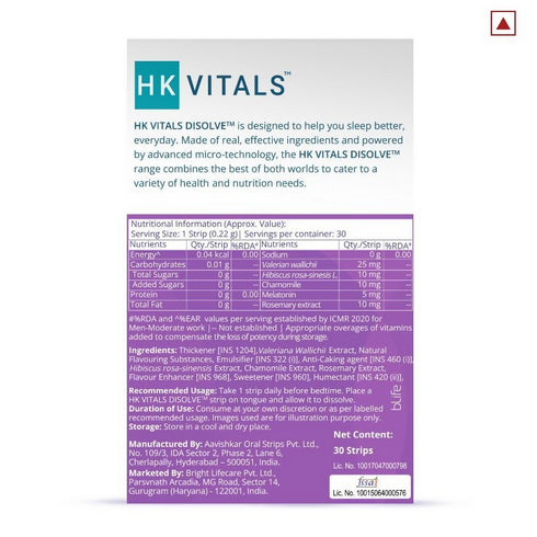 HK Vitals Disolve Melatonin Strips Mint Lemon Flavour