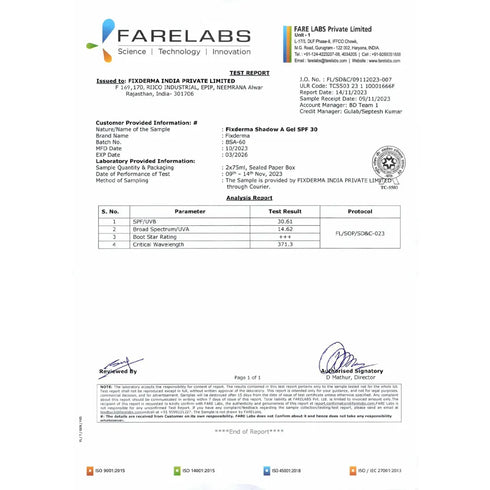 Fixderma Skincare Shadow Sunscreen For Oily Skin Spf 50 Silicone Matte Cream