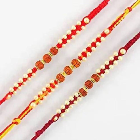 Set of 3 Sleek Rudraksha Rakhi and Cashew Jar