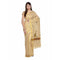 Cream Golden Peacock Embroidered Kerala Saree