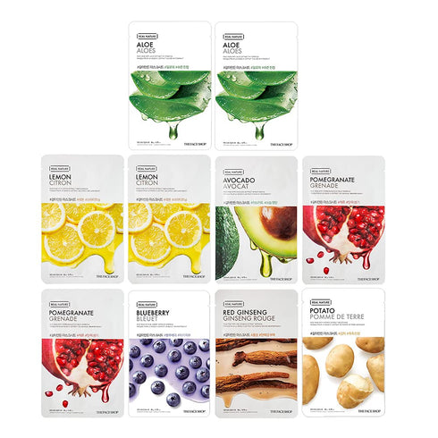 The Face Shop Real Nature Daily Glow Mask Sheet Combo - Pack Of 10