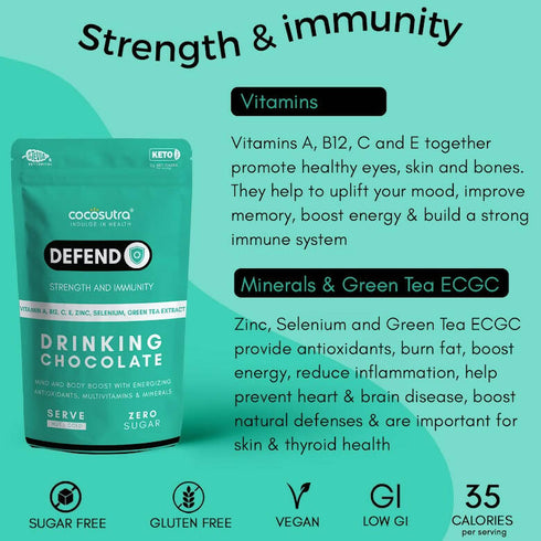 Cocosutra Lite Defend Sugar Free Drinking Chocolate Mix