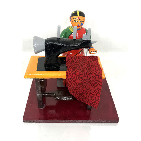 Colorful Wooden Tailor Lady Kondapalli Bommalu