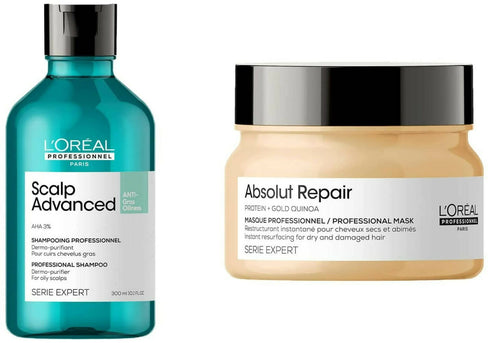 L'Oreal Paris Professionnel Scalp Advanced Anti-Oiliness Dermo-Purifier Shampoo Absolut Repair Professional Hair Mask
