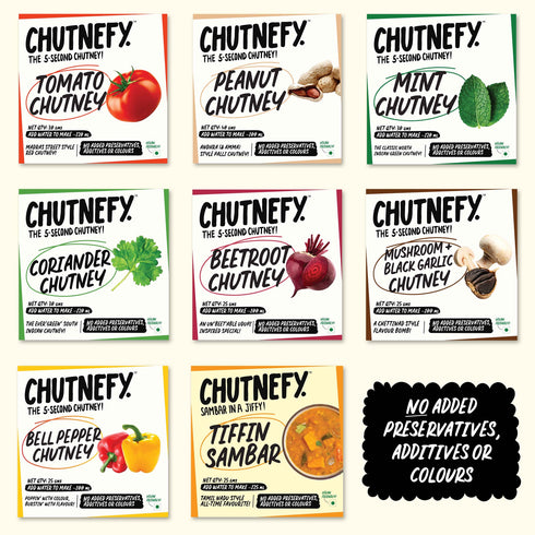 Chutnefy Ultimate Tiffin Combo | 7 Chutneys + Sambar