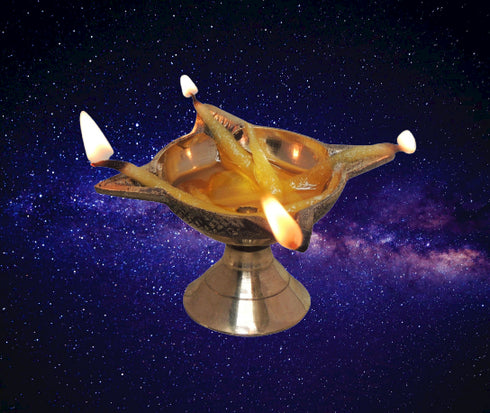 Brass Table Oil Lamp Deepak 4 Wicks 0.03Kg