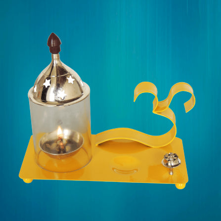 Iron and Brass Om Chimney Deepak Yellow 0.34Kg