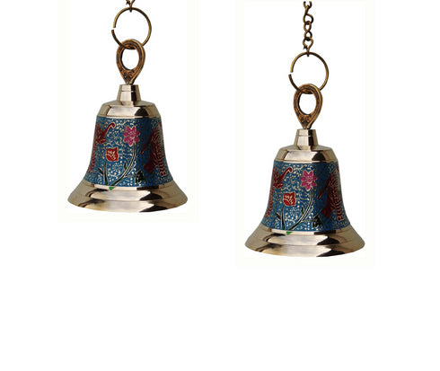 Brass Hanging Pooja Bell Blue Color 0.893Kg