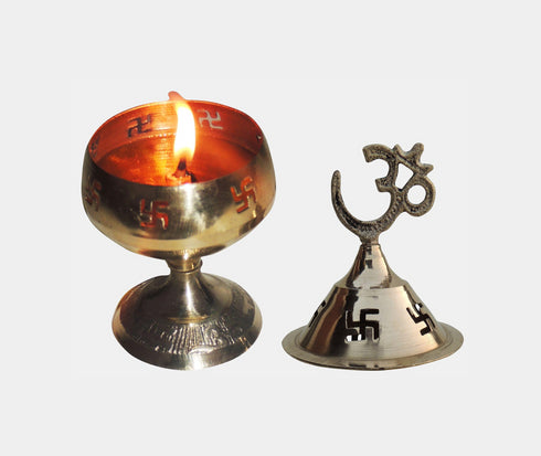 Brass Table Oil Lamp Om Pakija Deepak 0.07kg