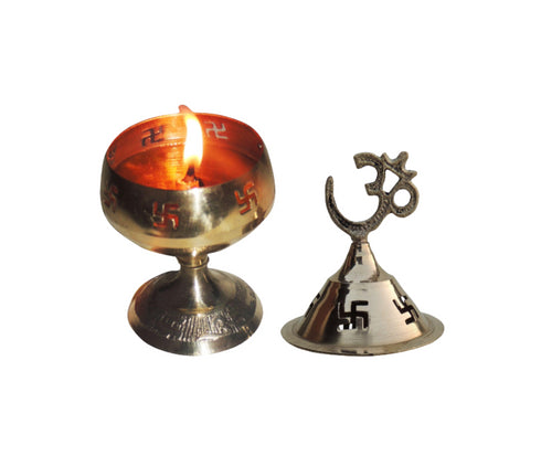 Brass Table Oil Lamp Om Pakija Deepak 0.06kg
