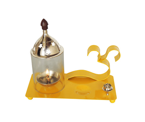 Iron and Brass Om Chimney Deepak Yellow 0.34Kg