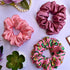 Spekta Set Of 3 Vegan Satin Scrunchies For Hair Avocado Pink & Purple