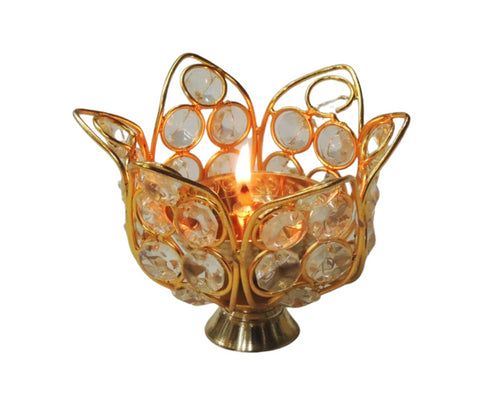 Brass Oil Lamp Deepak With Crystal 0.15kg