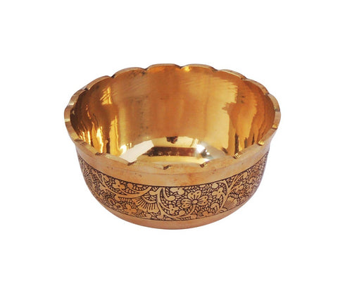 Brass Bowl Katori Flower Design 0.14Kg