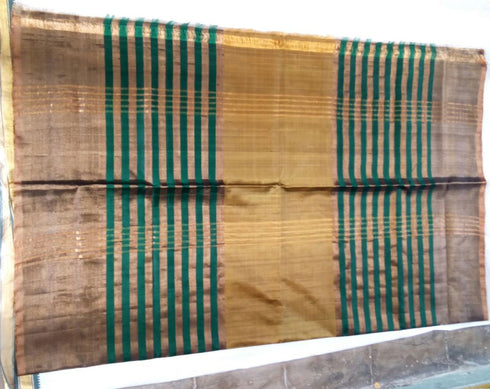 Center Butta Lines With Green Mustered Color Saree