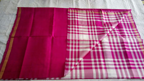 Soundarya Checks With Pink Color Saree