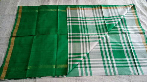 Soundrya Green With White Checks Saree