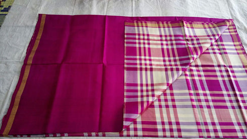 Soundrya Pink White Checks Saree