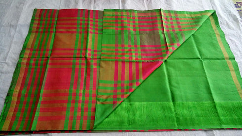 Soundrya Pink Apple Color Checks Saree