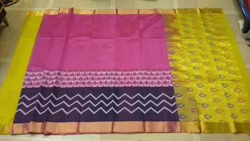 Yellow Color Collam Pattu Saree