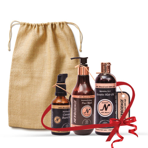 Herb Cience Men Care Combo | Beard Oil 50ml Face Wash 250ml Hair Oil 200ml