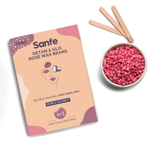 Sanfe Detan & Glo Rose Beans Wax 100Gm