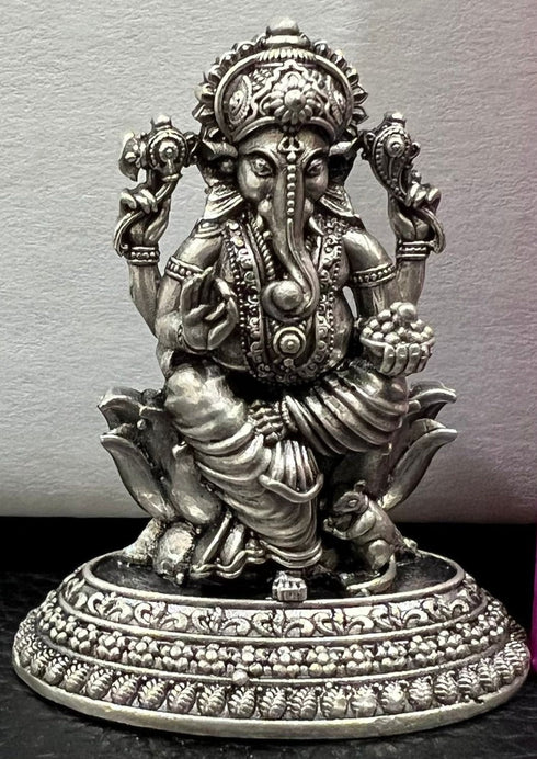 Pure Silver Oxidized Ganesh Antique Idol 23g