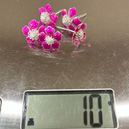 Pure Silver Pink Colour Flowers 10g Pack of 5