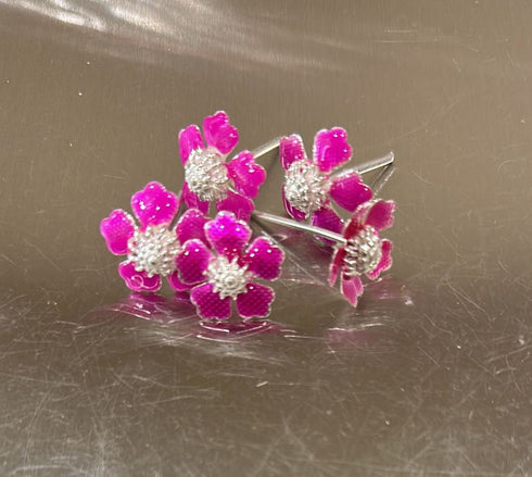 Pure Silver Pink Colour Flowers 10g Pack of 5