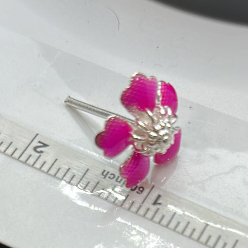 Pure Silver Pink Colour Flowers 10g Pack of 5