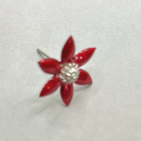 Pure Silver Enamel Red Flowers 8g (Pack of 3)