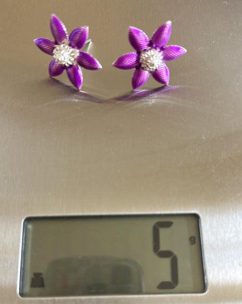 Pure Silver Enamel Purple Flowers 5g (Pack of 2)