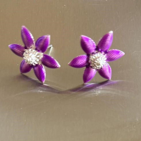 Pure Silver Enamel Purple Flowers 5g (Pack of 2)