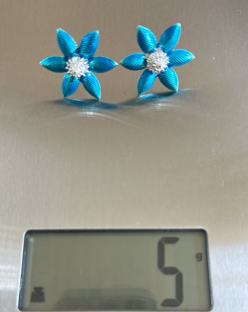 Pure Silver Enamel Blue Flowers 5g (Pack of 2)