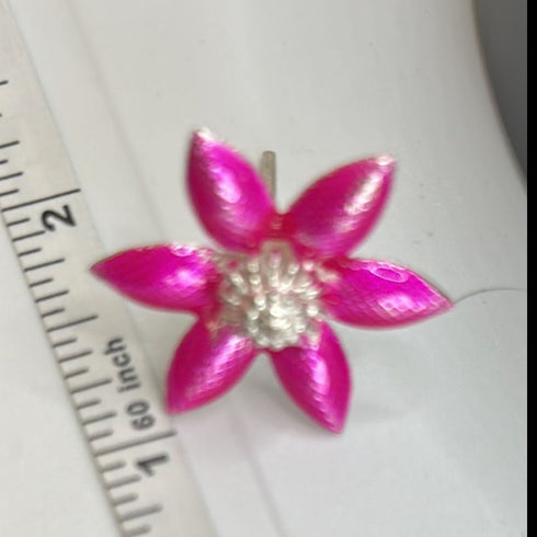 Pure Silver Enamel Pink Flowers 5g (Pack of 2)