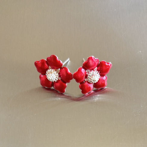 Pure Silver Enamel Red Flowers 6g (Pack of 2)