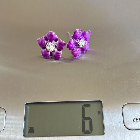Pure Silver Enamel Purple Flowers 6g (Pack of 2)