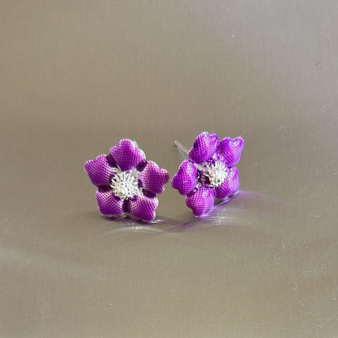 Pure Silver Enamel Purple Flowers 6g (Pack of 2)