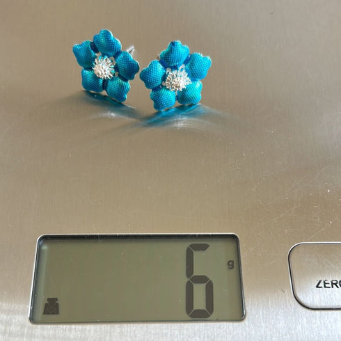 Pure Silver Enamel Blue Flowers 6g (Pack of 2)