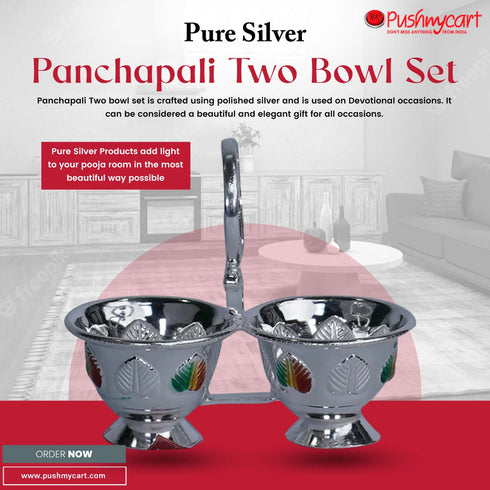 Pure Silver Panchapali Two Bowl Set 23.05g