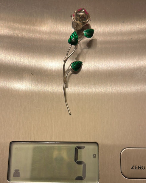 Pure Silver Pink Rose Flower 5g 1 Pcs