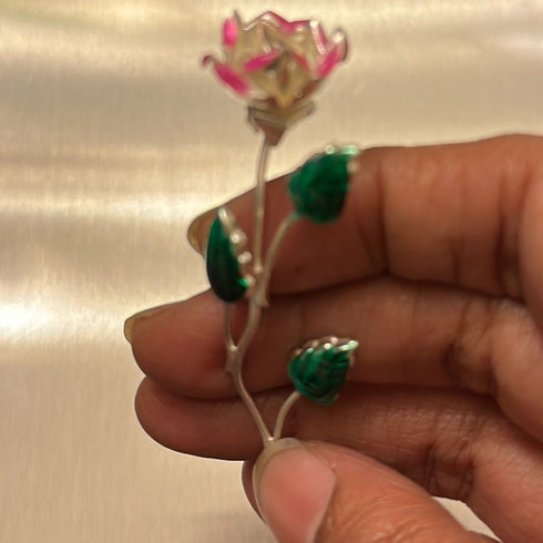 Pure Silver Pink Rose Flower 5g 1 Pcs