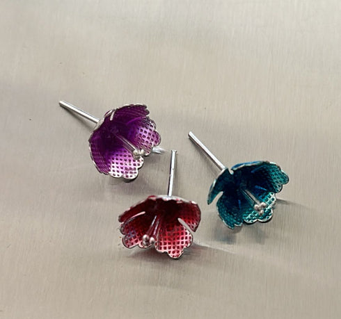 Pure Silver Enamel Flowers 4g (Pack of 3)