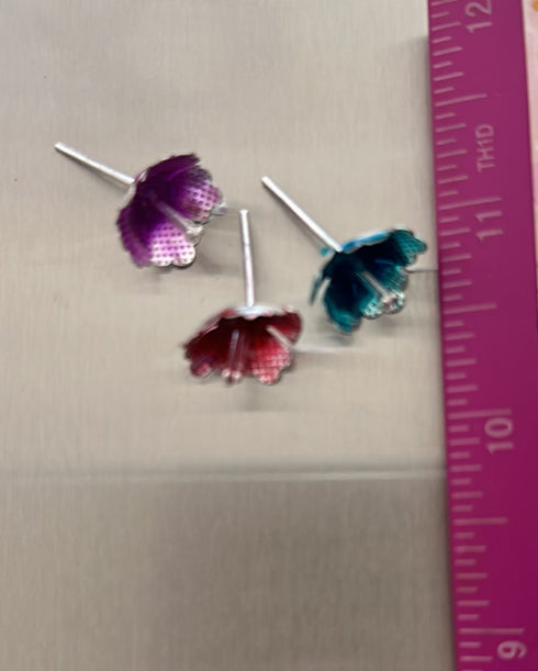 Pure Silver Enamel Flowers 4g (Pack of 3)