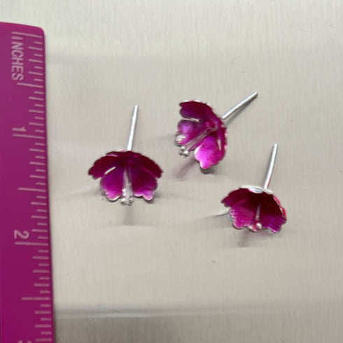 Pure Silver Enamel Pink Flowers 4g (Pack of 3)