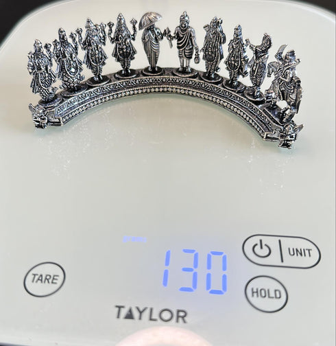 Pure Silver Oxidized Dashavatar Antique 130g